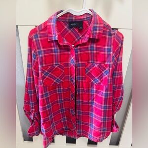 Daytrip Red Plaid Button Down Shirt
